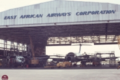 Rear of hangar with F27, SVC10, DC3 inside (1972)