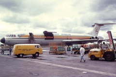 Seating being installed into 5X-UVJ after SVC10 hangar check (Jan 1975)