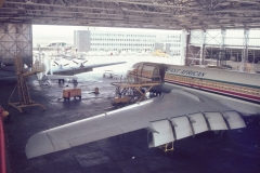 Inside hangar – SVC10 and Williamson Mines DC4 (1972)