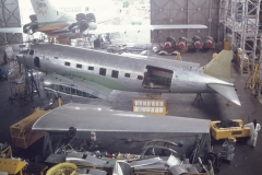 Busy Hangar in Jan 1975 (2) DC3 on overhaul