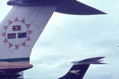 View on the apron of 5X-UVA and a BOAC VC10